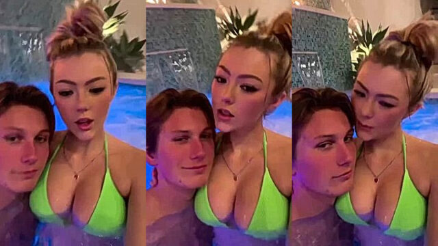 big titty Hailey Sigmond having fun with boyfriend in jacuzzi