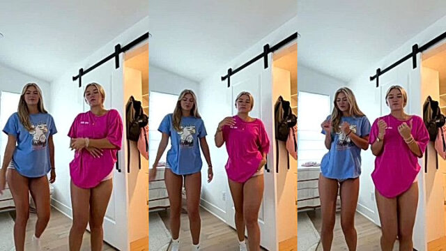 sexy babe Hailey Sigmond brings bff for a short dance